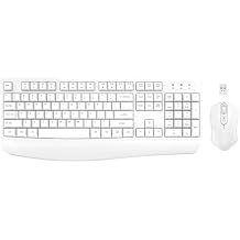 Wireless Keyboard and Mouse Combo, EDJO Full-Sized Ergonomic Computer Keyboard with Wrist Rest and 3 Level DPI Adjustable Wireless Mouse for Windows, Mac OS Desktop/Laptop/PC White