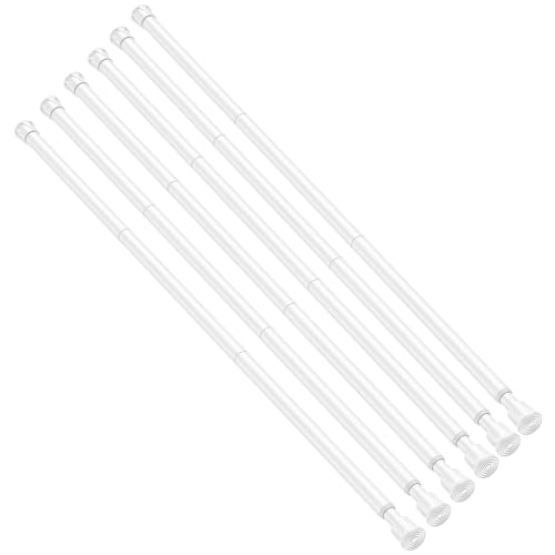 Image of 6 Pack Tension Rods for Windows 28 to 48 inch, Adjustable Curtain Rods No Drilling Spring Rods Extendable Pressure DIY Tension Rod for Window Closet Kitchen, White