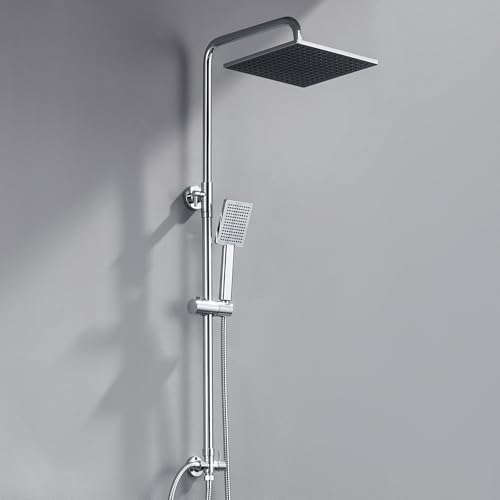 DERW Shower Riser Kit with Square Rainfall Shower Head