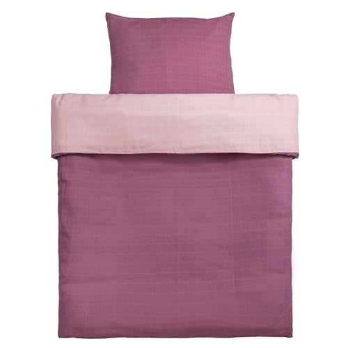 MAKIAN Juego de Funda Nordica Cuna Algodon 100%, Fundas Cuna Bebe con Funda de Almohada Bebe, Set de 2 Piezas 80 x 80 cm/35 x 40 cm, Rosa Orquídea
