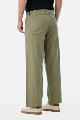 Image of SNITCH Men Casual Wear Trousers| Regular Fit Mid Rise Solid Wide-Leg Pants | 100% Linen Breathable & Lightweight Fabric for Summer, Office & Outings