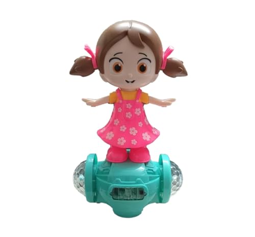 Image of VGRASSP 360 Degree Rotating Skate Musical Dancing Girl Toy with Flashing Lights & Bump and Go Action Doll for Toddlers and Girls