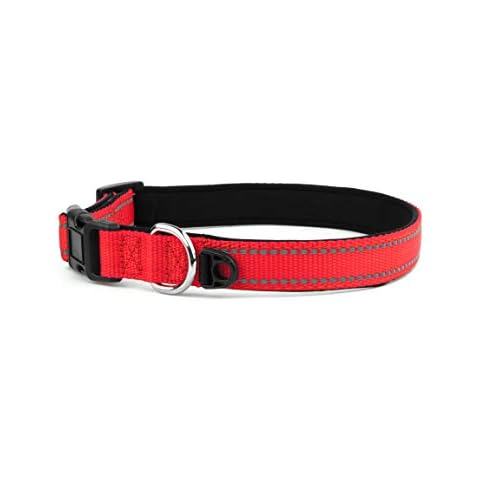 Garwor Reflective Dog Collar with Buckle Adjustable Safety Nylon Collars for Medium Dogs(M, Red) Cover