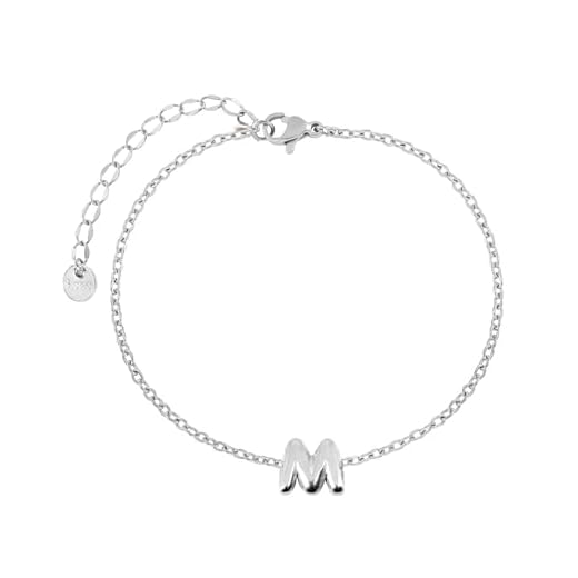Only faith Pulsera para mujer con letra inicial Acero inoxidable regalo original para Amiga Novia (M - Plateado)