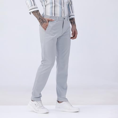 Image of BASICS Premium Cotton Stretch Formal Trousers for Men | Office Pants