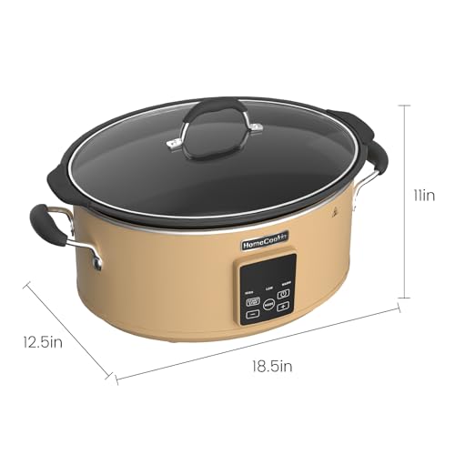 Image of HOMECOOKIN Slow Cooker, Extra Large 10 Quart Programmable Slow Cookers, Dishwasher Safe Glass Lid & Crock, Kitchen Appliance for Families and Gatherings, Brown