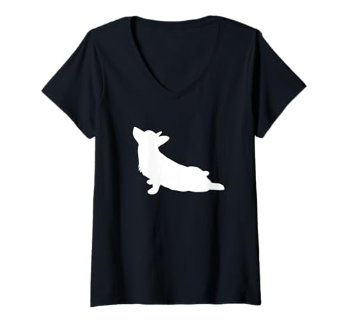 Womens Funny Yoga Stretch Pembroke Welsh Corgi Dog Lover V-Neck T-Shirt