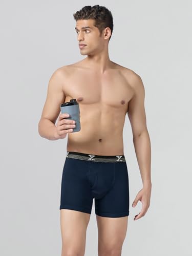 Image of XYXX Men's Nova Cotton Boxer Brief for Men Pack of 2 |Regular Fit with intellifresh No-Marks Waistband | Solid Underwear for Men Combo