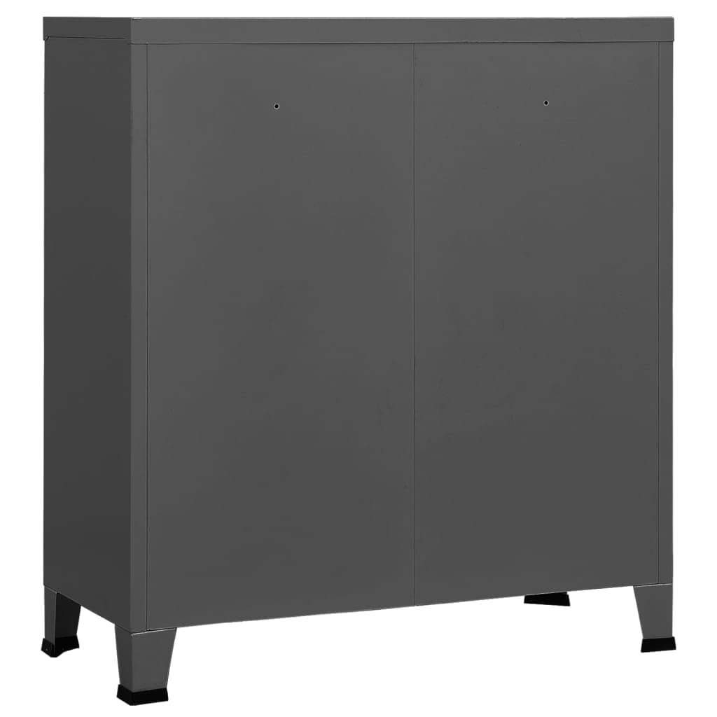 Industrielle Aufbewahrungstruhe Anthrazit 90x40x100 cm Stahlschrank mit 2 Einlegeböden und Namensschildern für Büroorganisation und Archivierung, Stahlkonstruktion