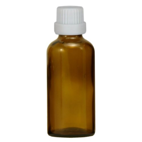 100x Apothekenfläschchen 50ml aus Braunglas mit weissem Tropfverschluss (Größe 0.8mm)