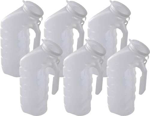 Male Urinal with Cover and Handle Portable Handheld Overnight Pee Bottles for Men Used in Hospitals, Incontinence, Emergency and Long-Distance Travel - Easy to Clean (6)