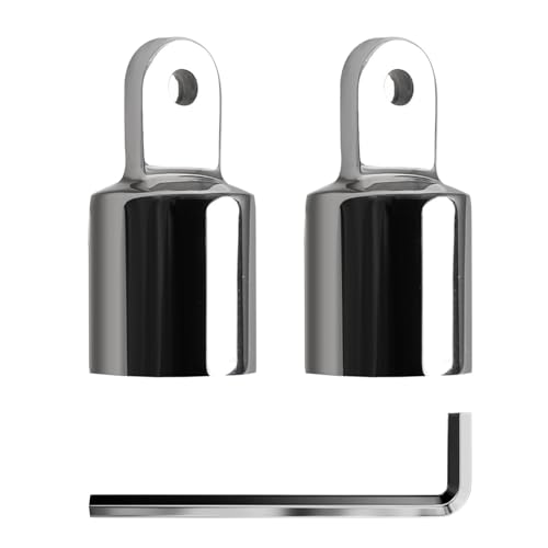 EQUSPUR Bimini Top Cap External Eye End 2 Pack Boat Bimini Top Hardware Fittings Stainless Steel 316 Marine Hardware Fits 1 inches O.D Round Tubing (Finish ID by CNC)