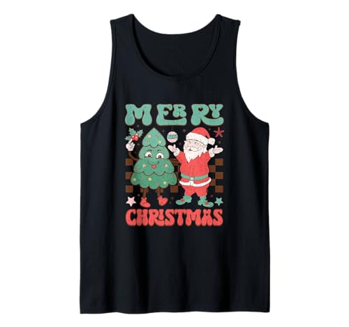 Feliz Navidad Santa Tree Festive Fun Camiseta sin Mangas