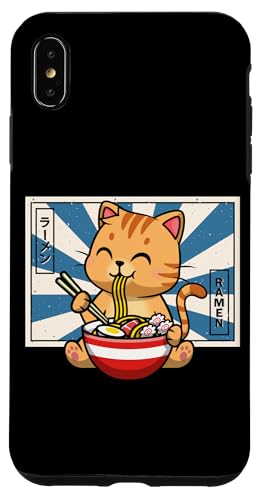 Mens Womens Kids Cartoon Kawaii Ramen Orange Tabby Cat Lover �X�}�z�P�[�X iPhone XS Max �p