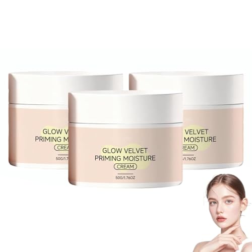 Crema Hidratante Preparadora Glow Velvet, Prebase Iluminadora Difuminadora, Prebase Fijadora De Maquillaje, Difuminadora De Poros, Tratamiento Hidratante Y Nutritivo Para La Piel (3pcs)