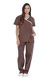 11153W Just Love Women's Scrub Sets / Medical Scrubs / Nursing Scrubs - M, Chocolate with Aqua Trim,Chocolate With Aqua Trim,Medium