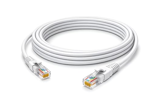 Image of Cat6 Ethernet Cable 2 Mtr Grey, RJ45 UTP Network Patch Cord, Laptop Computer Router Modem TV Switch Gaming, Fast LAN Internet Wire Connector