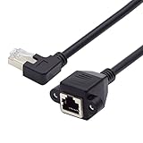 CY Cat6 RJ45ケーブル 8P8C FTP STP UTP Cat6 オス-メス LAN イーサネットネットワーク延長ケーブル 左 90度 パネルマウント穴付き