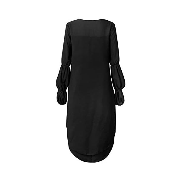 PRETTYGARDEN-Womens-Lantern-Long-Sleeve-Round-Neck-High-Low-Asymmetrical-Irregular-Hem-Casual-Tops-Blouse-Shirt-Dress PRETTYGARDEN Women's Lantern Long Sleeve Round Neck High Low Asymmetrical Irregular Hem Casual Tops Blouse Shirt Dress (Black,X-Large)