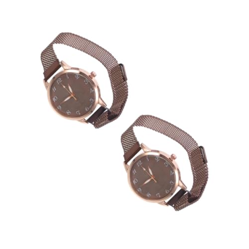 WESIEVYA 2個 レディースウォッチ デジタル時計 女性用スポーツウォッチ magnifique girlfriend 腕時計 革ベルトの時計 puイミテーションレザー Coffee