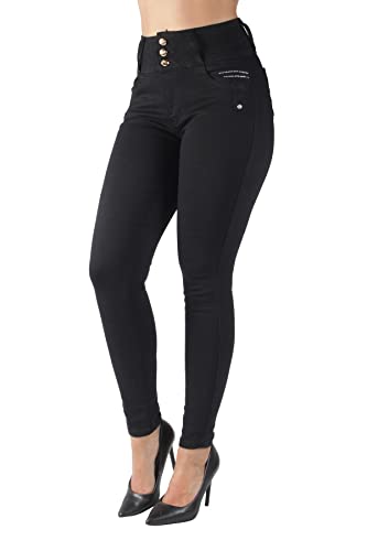 Women's Juniors/Plus Size Colombian Butt Lift Mid Waist Skinny Jeans (635)4
