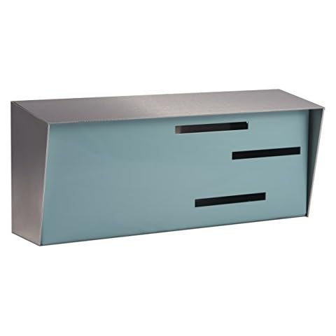 Modern Mailbox, Mid Century Mailbox, Wall Mounted Modern Mailbox, Vintage Mailbox, Retro Mailbox, Contemporary Mailbox, Midcentury Mailbox (Silver/Robin Egg) Cover