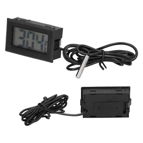 Cryfokt Medidor Eletrônico Digital de Temperatura Sonda de Termômetro LCD Preto para Amplo Uso Em Refrigeradores, Condicionadores de Ar para Detecção de Temperatura de água Em Automóveis ABS/Preto