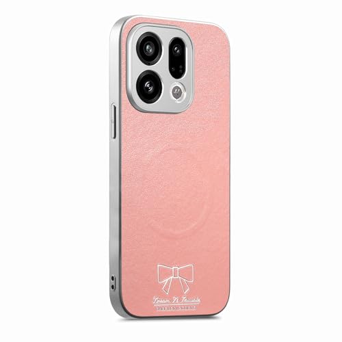 Image of for Oppo Find X9 5G Magnetic Case Butterfly Bow Pattern PU Leather + TPU + PC Shockproof Phone Cover - Pink