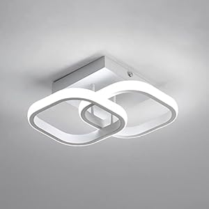 Plafonnier LED Moderne, Lampe de Plafond Design Carré Blanc Froid 6500K, 22W Lustre de Plafond Blanc pour Chambre, Salon, Salle à Manger, Cuisine, Couloir