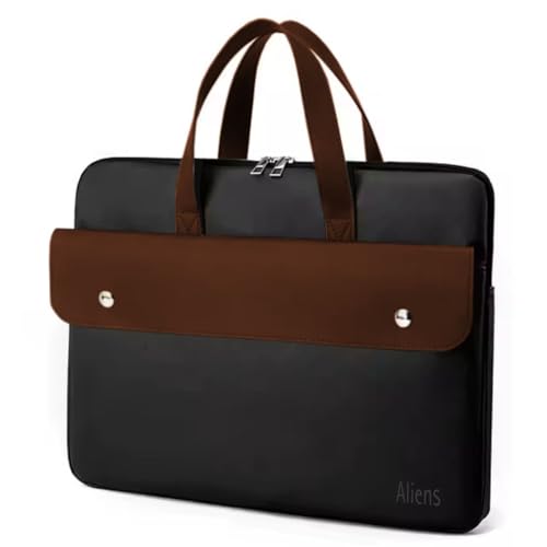 Image of Aliens 14.1 inch Premium Vegan Leather Laptop Sleeve /Case Cover Bag, Padded Laptop Compartment Office Handbag for MacBook air /pro, Dell, Lenovo, Acer, Asus, Notebook, Tablet, ipad-BLK