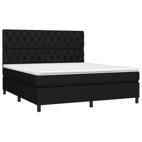 Schlafcouch,Boxspringbett mit Matratze & LED Schwarz 160x200 cm Stoff,Seniorenbett – Bild 5