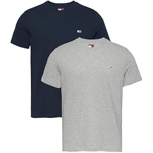 Tommy Jeans Herren TJM Xslim 2pack Jersey Tee EXT Dm0dm20687 S/S T-Shirt, Multi (Grey Htr/Dark Night Navy), S EU