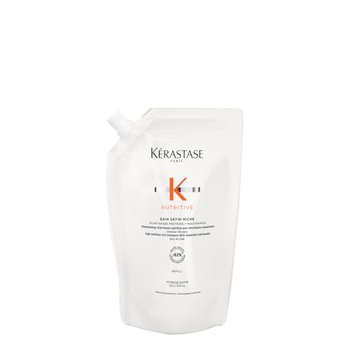 Kérastase Nutritive, Champú Hidratante, Para Cabello muy seco, Fortalece y repara, Con proteínas vegetales, Bain Satin Riche, Recarga 500 ml