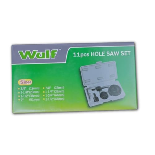 Image of WULF 11 Pcs Professional Hole Saw Set | High Carbon Steel Hole Cutter Kit for Wood, Plastic & Metal | Ideal for Cutting Corn Hole Boards, Air Ducts, Ceiling Lights & Speakers | Carpenter Tool Set