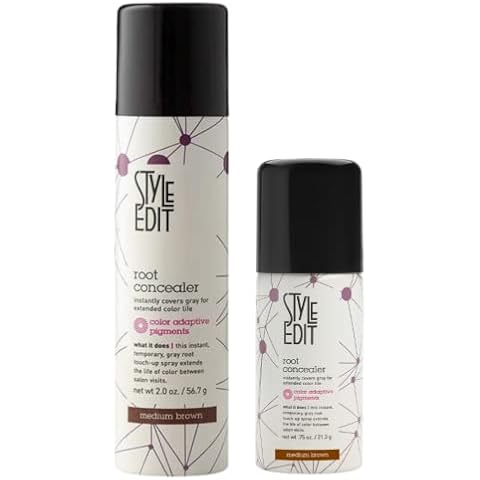 Style Edit Medium Brown Travel Size and Full Sized Root Concealer Duo to Cover Up Roots and Grays. Cover