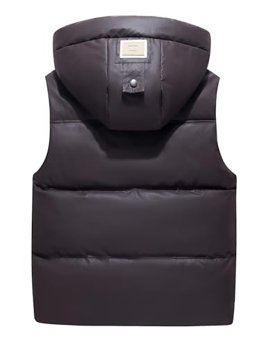 Boys Girls Winter Vest with Detachable Hood Water Resistant Heavyweight Jacket Windproof Quilted Coat 5-15 Years2