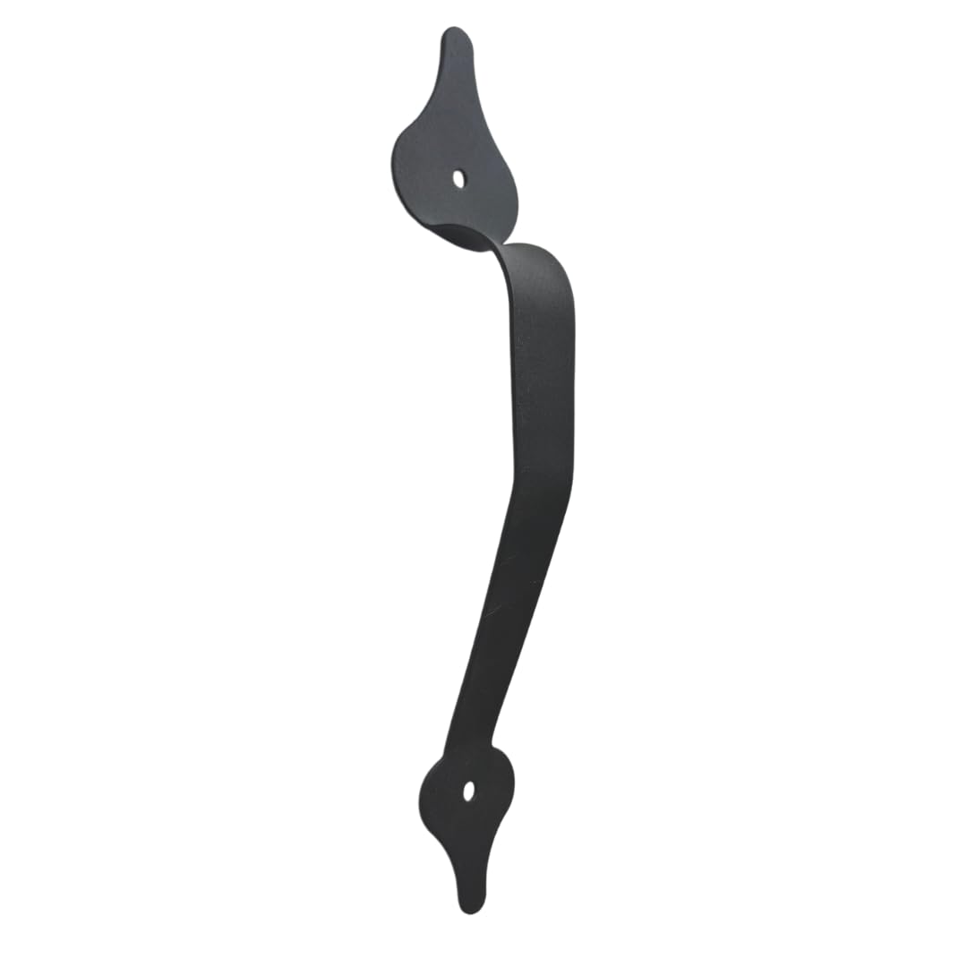 11" Leaf Arc Cast Iron Barn Door Handle, Black Outdoor Gate Pull