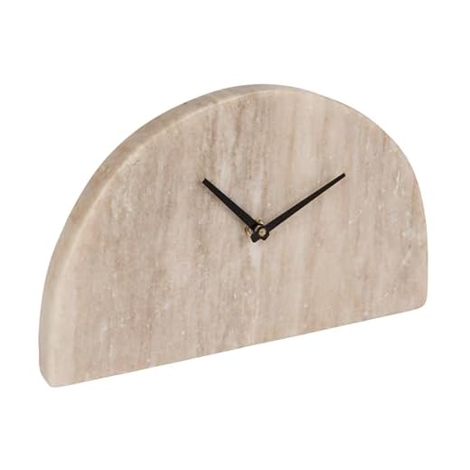 Bloomingville Decorative Half Moon Marble Mantel Clock, Beige and Black