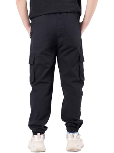 Image of NATUST Boys Cargo Joggers Drawstring Jogging Pants Kids Elastic Waist Trousers 5-14 Years