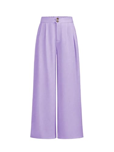 Image of SweatyRocks Girl's Elastic High Waist Wide Leg Pants Loose Long Trousers