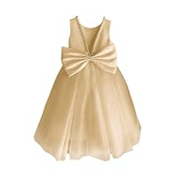 zikusel Meninas Vestido Para Festa De Casamento Infantil, Vestido De Baile De Festa Em Tule Dourado Brilhante Com Pérolas, Comprimento Até O Chão, Sem Mangas, Vestido De Concurso Para 4 A 5 Anos