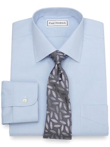 Paul Fredrick Men's Non-Iron Pinpoint Spread Collar Button Cuffs Dress Shirt