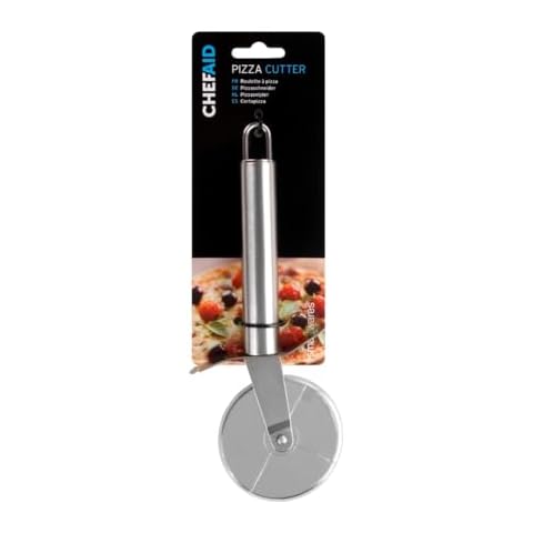 Chef Aid Stainless Steel Pizza Cutter with Finger Guard Cover