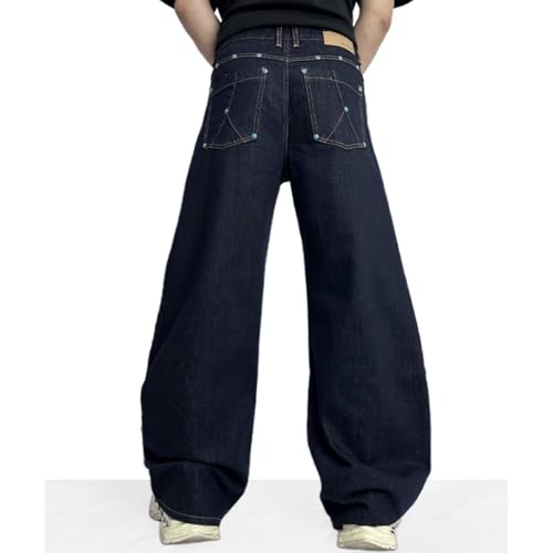 Vintage Baggy Jeans for Men Fashion Buttons Casual Wide Leg Denim Pants Streetwear2