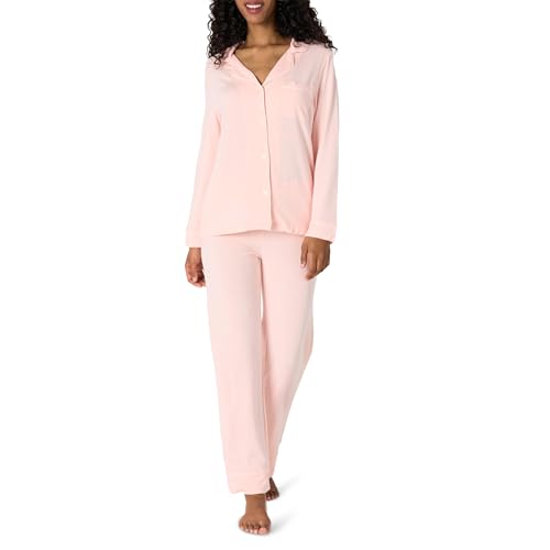 Image of Amazon Essentials x Sofia Grainge Women's Stretch Modal Long-Sleeve Button-Front Top and Full-Length Bottom Pajama Set