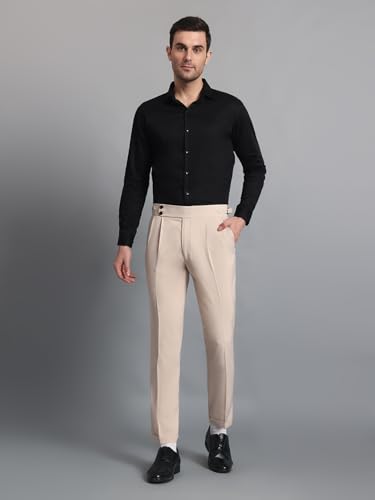Image of Gurkha Pants for Men | Trouser for Men | Formal Pant | Double Button | Regular Fit Trouser High Waist Pleated Casual Trousers | Straight Leg Pants for Office Smart Casual Travel Party