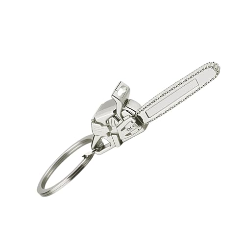 DIMITU Unique Alloy Chainsaw Keychain Miniature Electric Sawing Machine Keyring For Men Outdoor Enthusiasts Backpack Or Car Dec