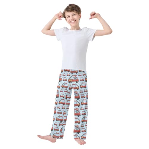 ZZXXB Fire Truck and Elephant Boys Long Pants Soft Trousers Elastic Waist Kids Lounge Bottoms with Pockets S-XL2