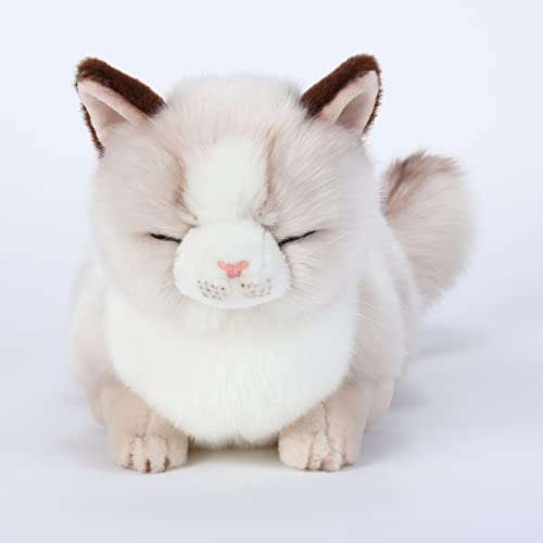 Image of CU-MATE Adorable Stuffed Animals Cat -Handmade Plush Soft Cat -Present Gift for Boys /Girls (Sleeping Ragdoll Cat)