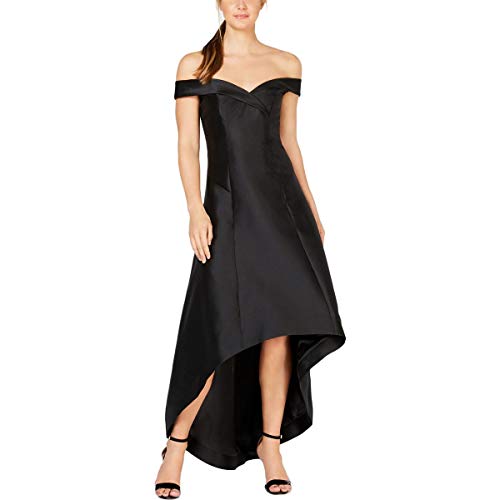 Calvin Klein Women s Off The Shoulder Gown with Hi Low Hem Dress, Black, 4